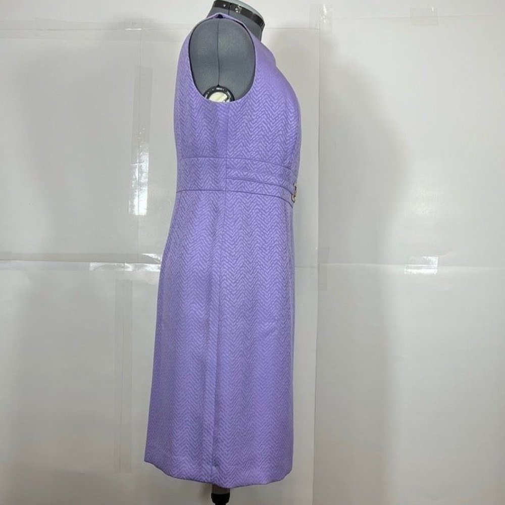 Tahari ASL NWOT Sz 14 Cut Out Front Ornament Waist Lavender Sheath Dress - Picture 3 of 7
